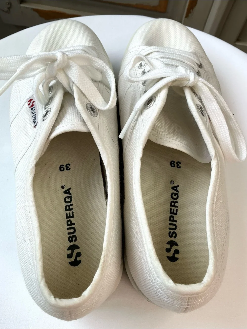 Superga | 2790 White Platform Canvas Sneakers Size US 8 EU 39 Lace Up Casual